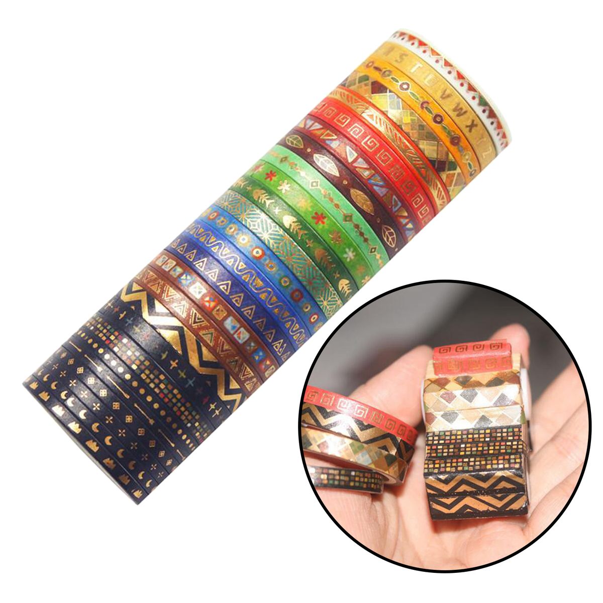 5MM Washi Tape 26 Rolls/Designs Planners Scrapbook Paper Masking Tape