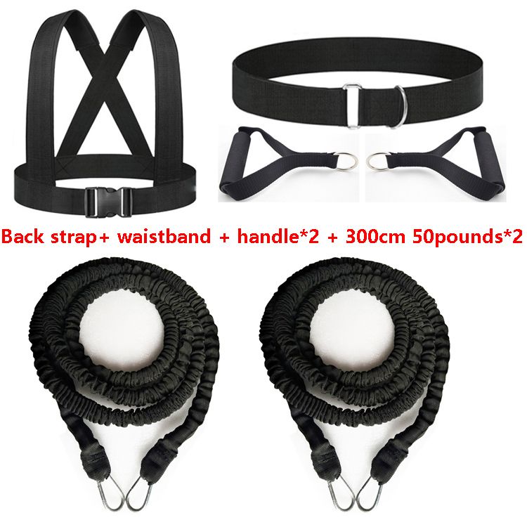 Running Sprint Dash Track And Field Pull Rope Resistance Bands For Football-300cm 50lb X2 Set