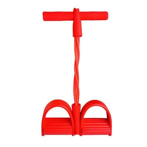 Fitness Gum 4 Tubes Foot Pedal Pull Rope Resistance Exercise Yoga Equipment Sit Up-Red