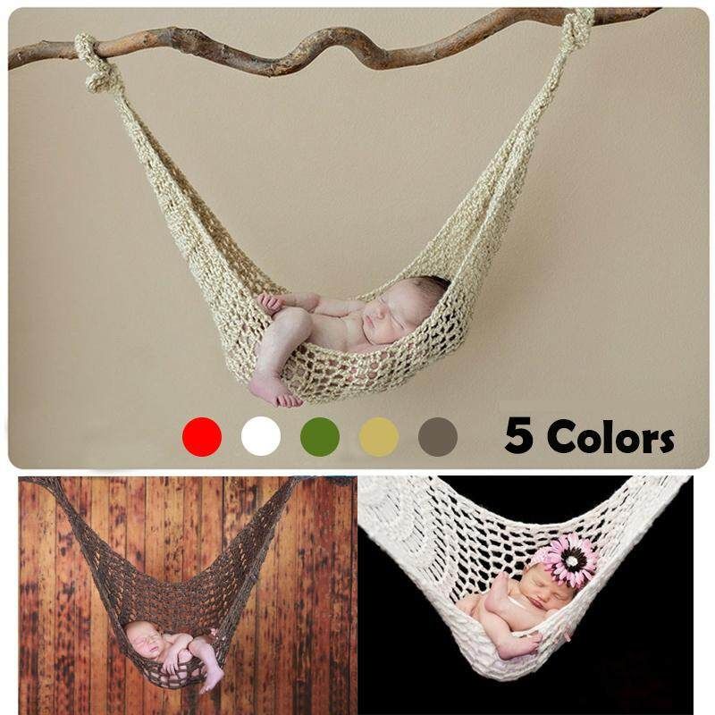 Newborn Baby Clothing Photography Props Photo Accessories Wool Net Bag Hammock Red