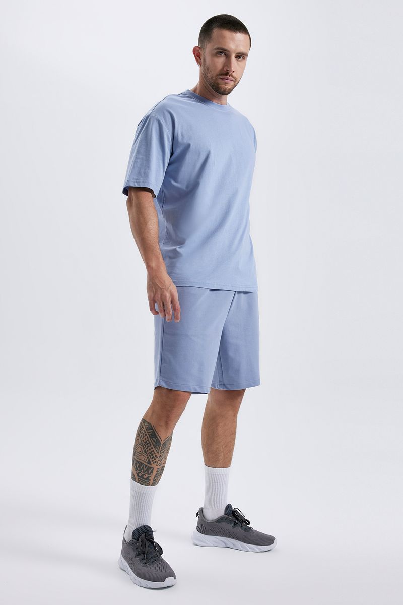 Man Slim Fit Knitted Short - Blue