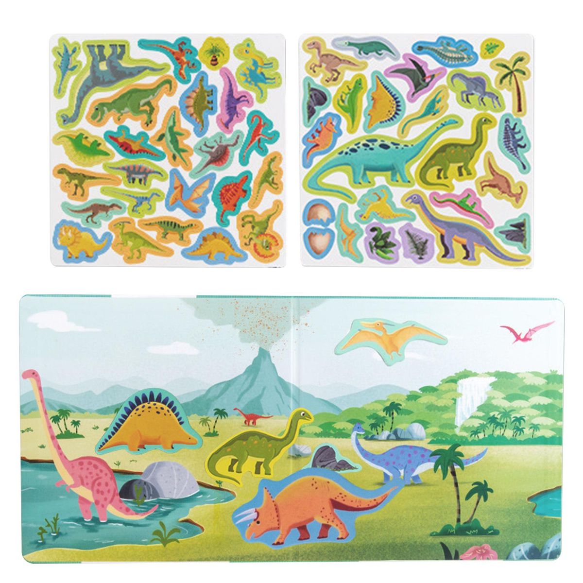 Portable Cartoon Puzzle Toys Book-Style Interactive Dinosaur Scene