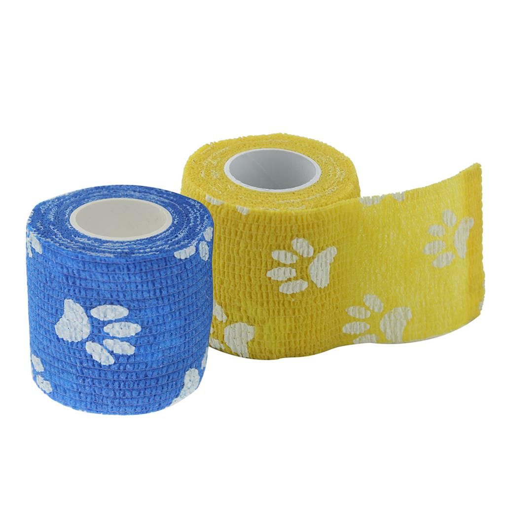2x Pet Cohesive Bandage Tape Band Kitty Stretch Vet Wraps Injury