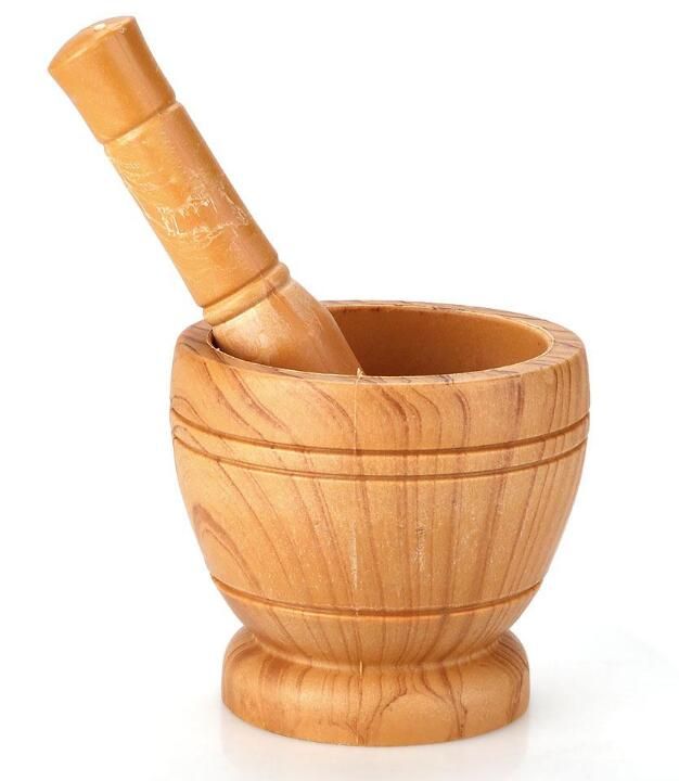 （B Imitation Wood）TOPINCN Manual Coffee Grinder Bean Mill Pestle Grinding Bowl Set Garlic Press Crush Pot Spice Grinder Mortar Pestle Kitchen Tool GRE