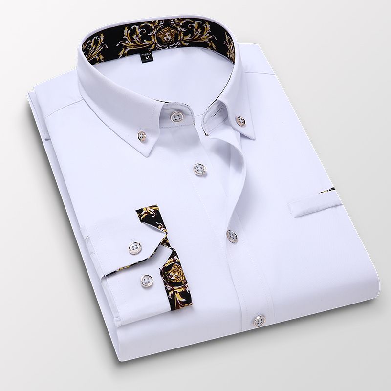 M-5XL Big Size Men's High Quality Business Formal Office Shirts White