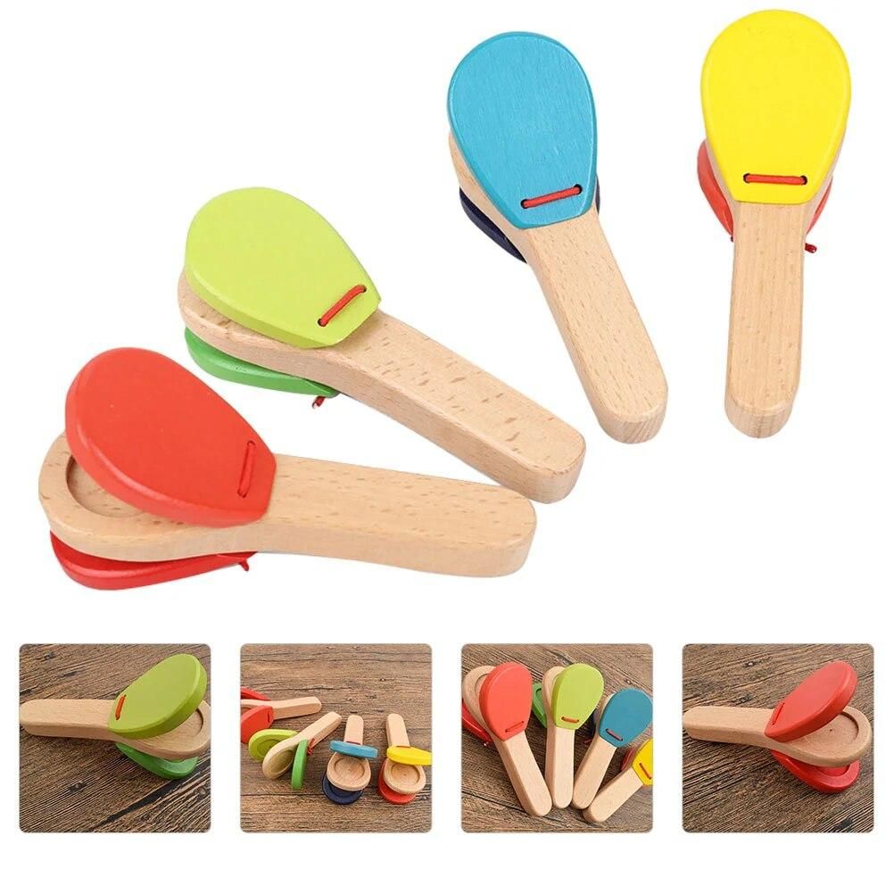 4 Pcs Kidcraft Playset Handle Castanets Early Educational Toys Instrument Kids Percussion Music Creative Musics For children 39