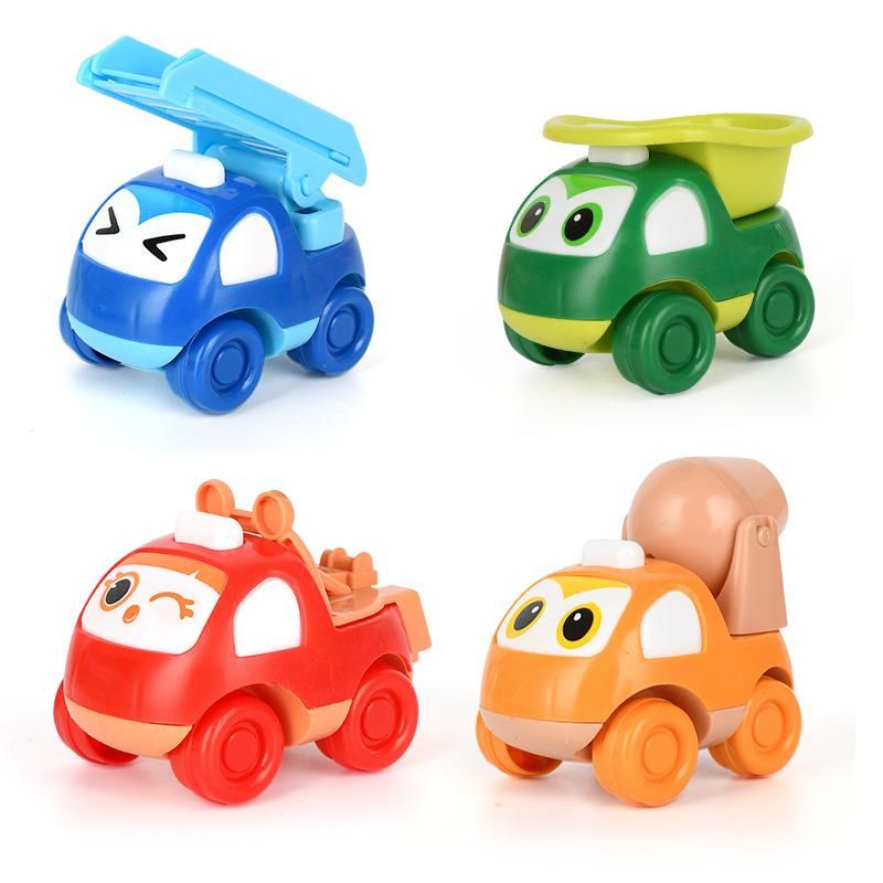 Cartoon Engineering Car Toy Inertia Mini Alloy Four-wheel Drive Car Excavator Roller Car Obstacle Clearing Cloud Ladder Car Boy
