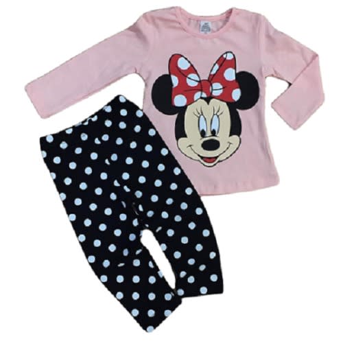 Turkey Mickey Top And Polka Dot Leggings - Peach