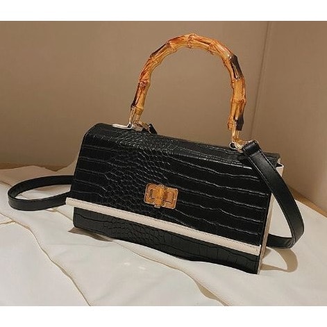 Ladies Casual Fashion Framed Handbag - Black