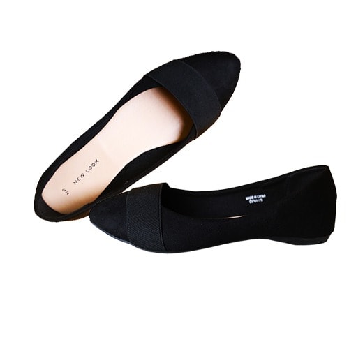 Women Latest Suede Flat Shoes - Black