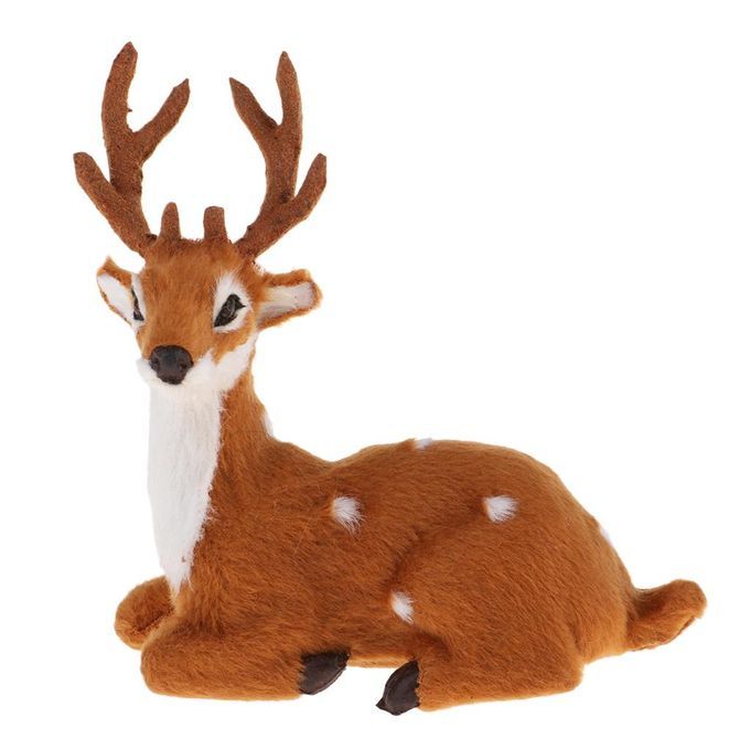 Christmas Deer Miniatures Plush Elk Ornaments Light Brown Male Sitting