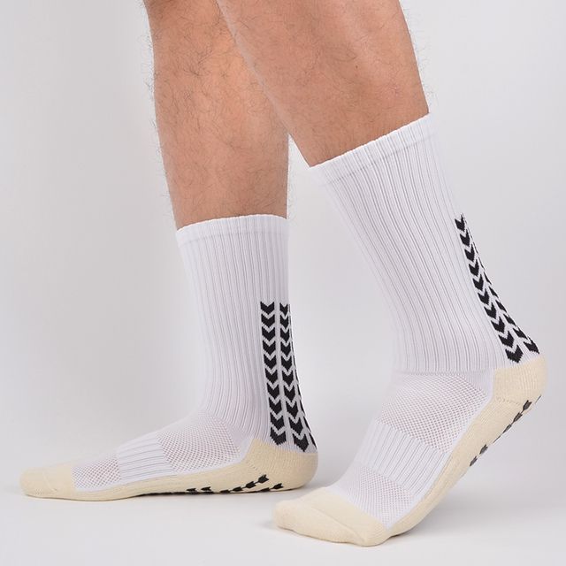 Size 37-44 Sports Socks Anti_Slip Football Socks Thickened Breathable Football Socks Men Women Outdoor Running Cycling Calcetines(#White 2)