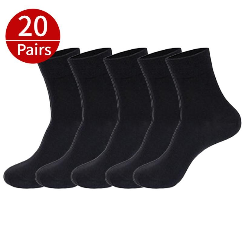 20 pairs/set socks men's business cotton black white Grey casual sock crew soft calcetines breathable spring summer for male