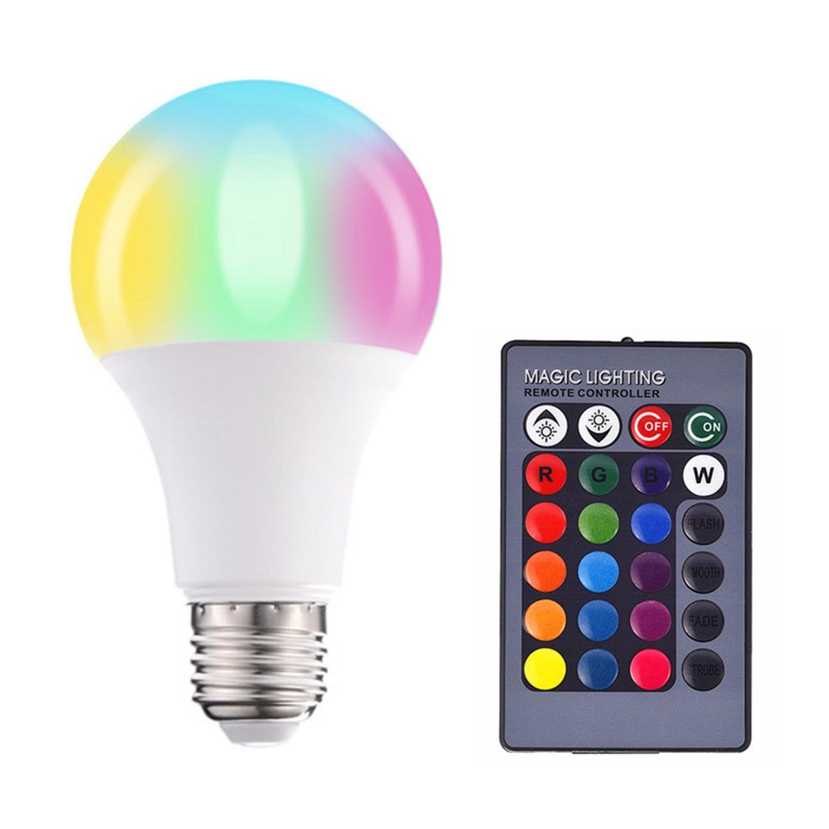 1 Set RGB Light Bulb E27 RGB Light Bulb with Remote Control Set Multicolor