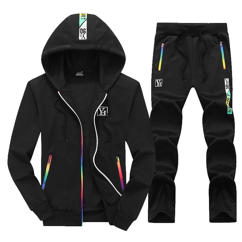 Two-piece Outdoor Zipper Hoodie Pants Men Set Sweatsuit