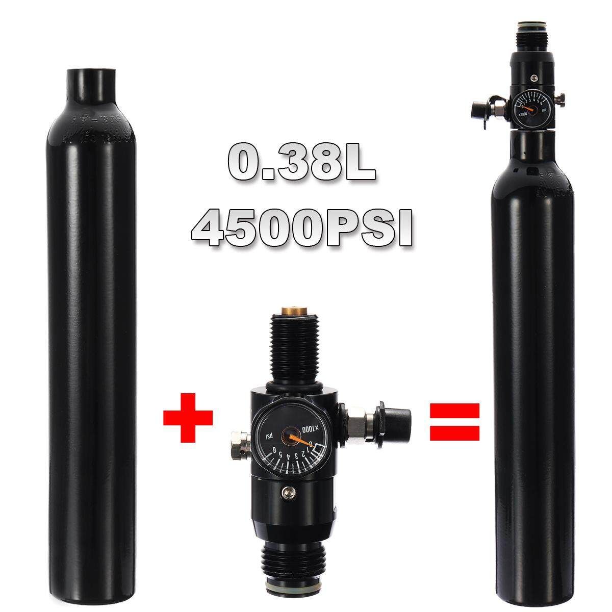 Paintball Cylinder Tank 4500psi 0.38L Compressed Air Bottle With Regulator Black