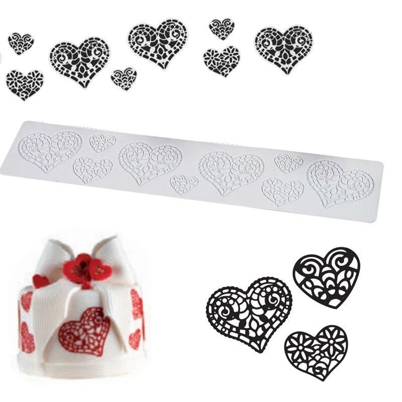 Heart Silicone Fondant Mold Sugarpaste Lace Mat Cake Decorating Tools DIY Tool Baking Accessories De Silicona