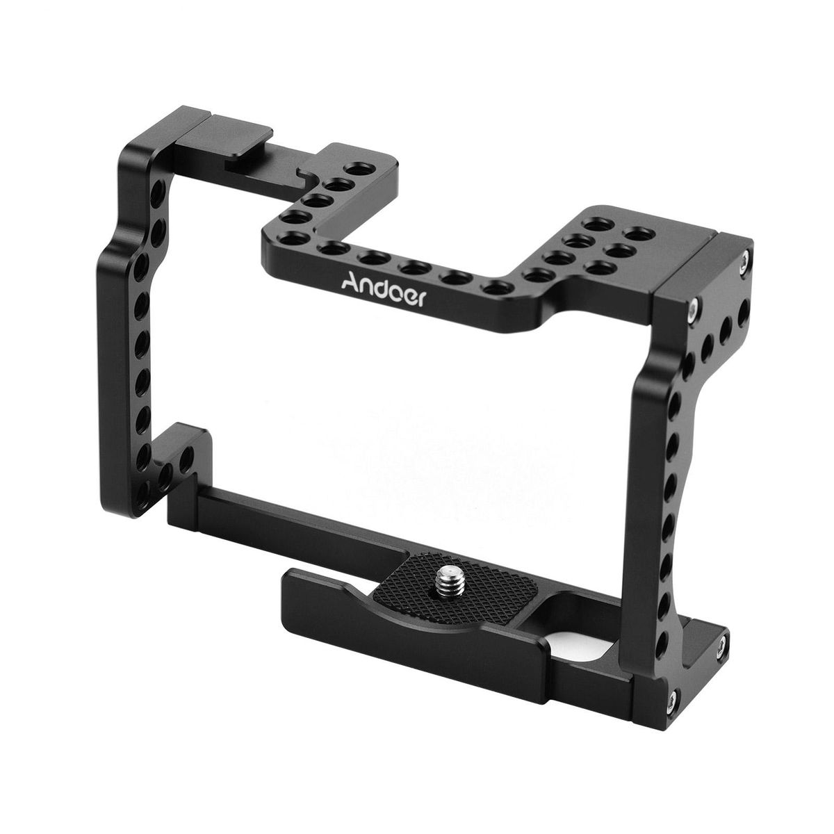 Andoer Camera Cage Rig Aluminum Alloy with Cold Shoe 1/4 Thread Compatible with Canon M50 Mirrorless Camera