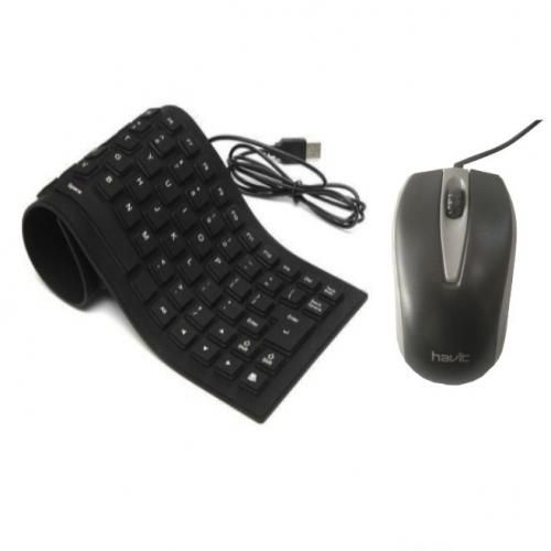 Flexible USB External Keyboard & Havit Optical Wired Mouse