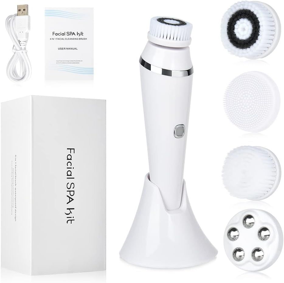 Electric Face Wash Brush With 4 Brush Heads,  Deep Cleansing