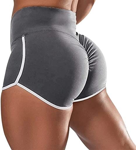 Women Gym High Waist Elastic Workout Short Stretch Yoga Grey