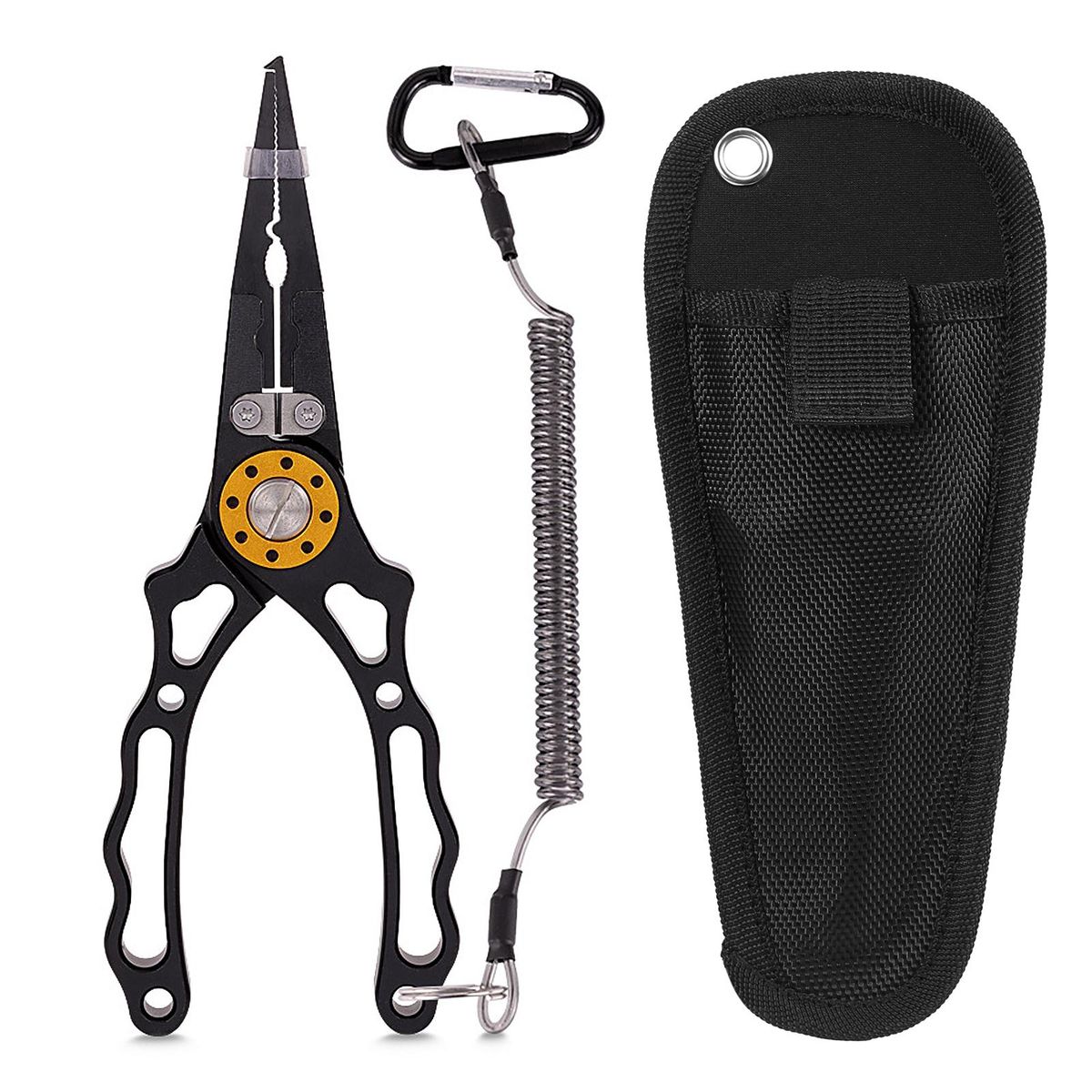 Aluminium Fishing Pliers Hook Remover Pliers Fish Holder Split Ring Tool Clip Clamp Line Cutters With Lanyard And Storage Bag