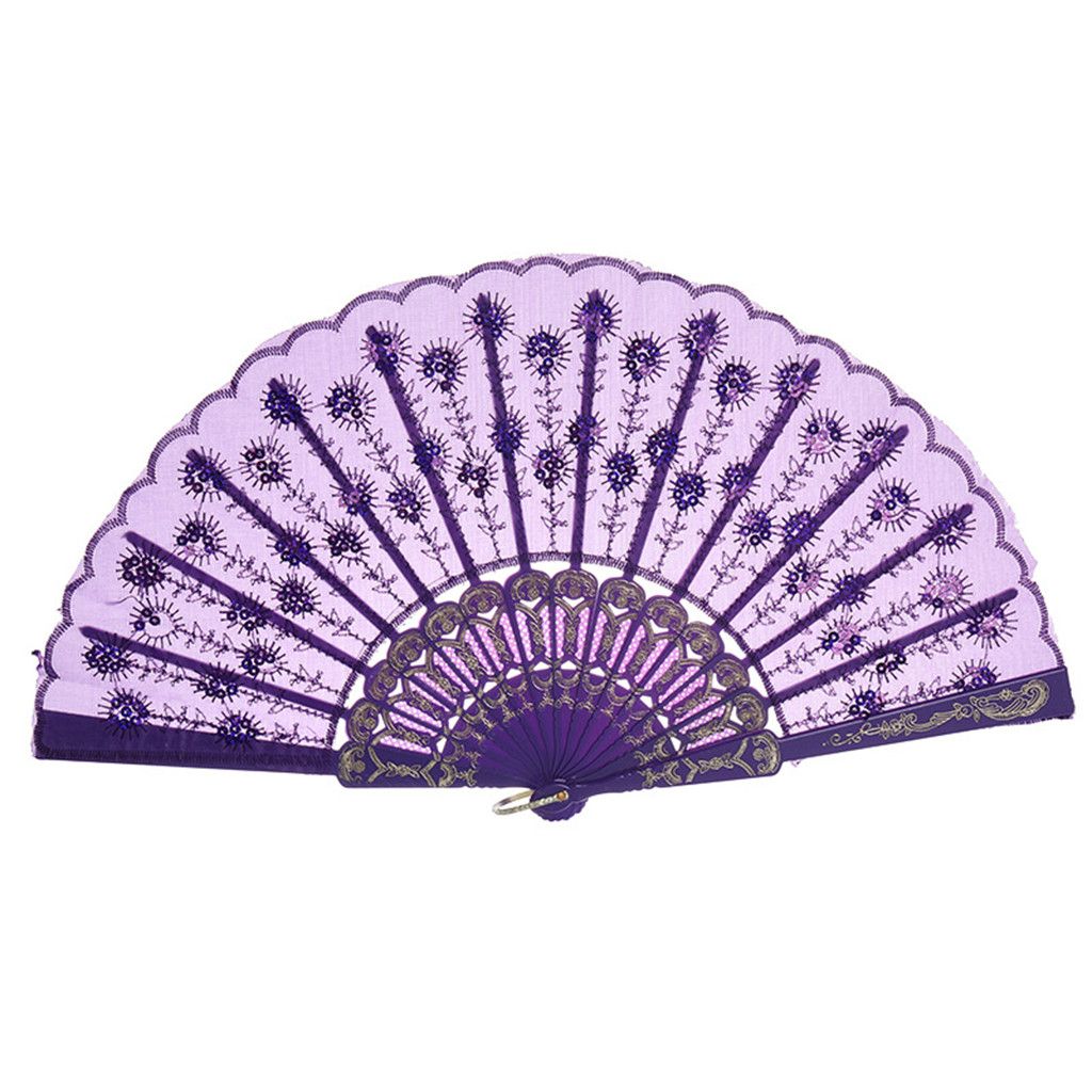Wedding Wedding Red Best Party Held Lace Blue White Folding Chinese Dance Style Lace Flower Pink Fan Hand Fan Ivory Silk Black