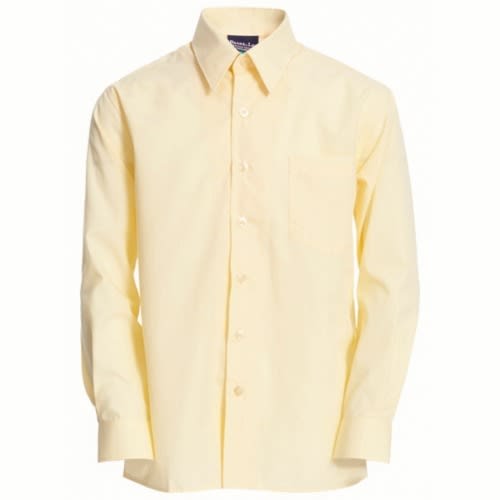 Men's Long Sleeve Shirt With Matching Tie  - Light Yellow And Black
