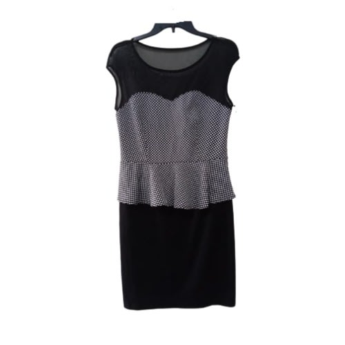Young Women's Short Black Dress With Checkout Design