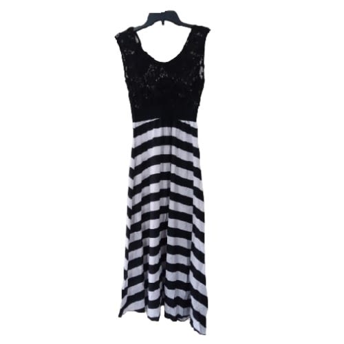 Young Women's Long Dress - Black & White