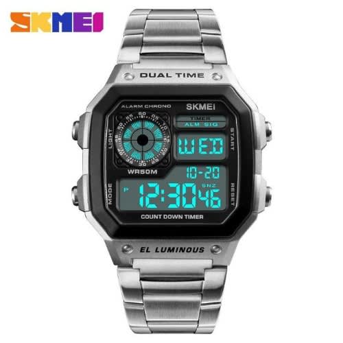 Men S Digital Wristwatch- Silver