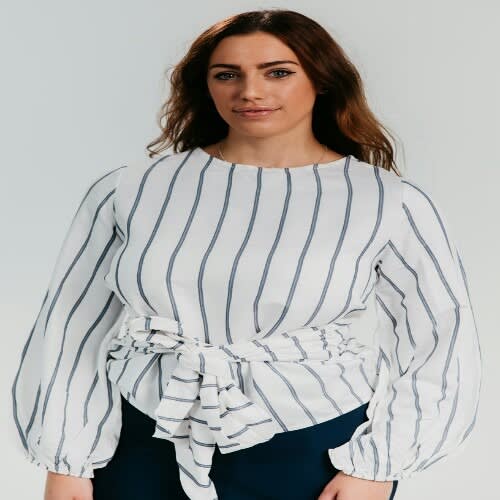Sofia Monochrome Stripe Front Tie Blouse