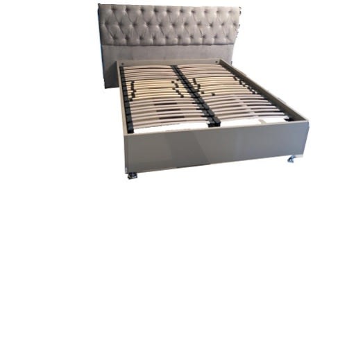 Florence Queen Size Bed Frame With Upholstered Head Board, Grey