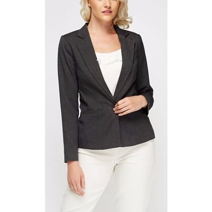 Charcoal One Botton Front Lapel Blazer