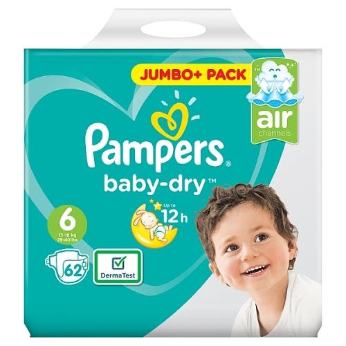 Diapers Baby-dry - Size 6 - 62 Count