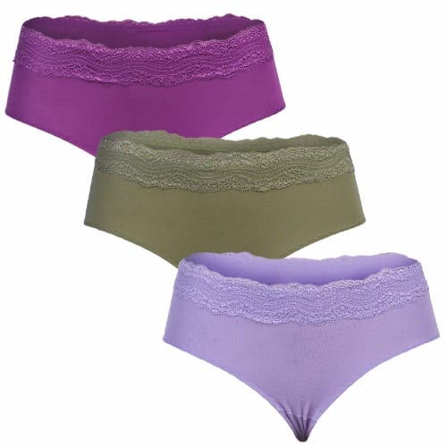Cotton Lace Thong - Set Of 3 - Multicolour
