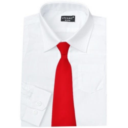 Men Formal Dress Shirt With Matching & Red Tie - White