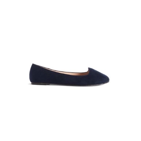 Ladies Suede Flat Shoes - Navy Blue