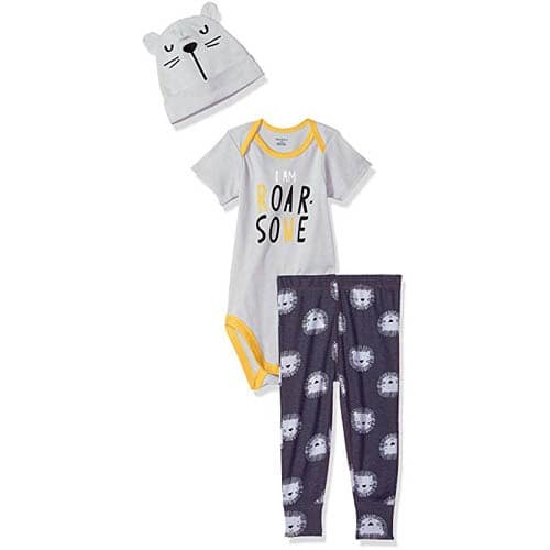 Baby Boys 3 Piece Bodysuit, Pant And Cap Set