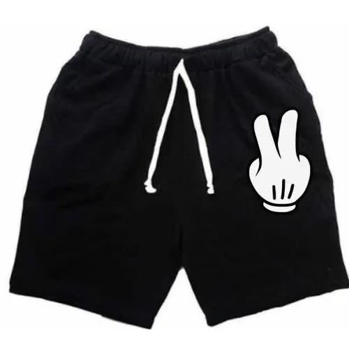 Short Joggers Pants With Mickey Hand Design
