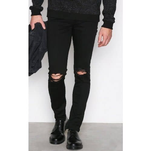 Busted Knee Slim Fits Men's Jeans - Black