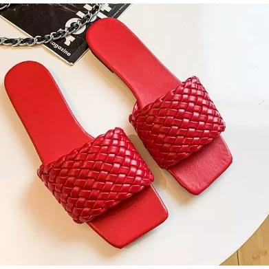 Ladies Flat Slippers- Red