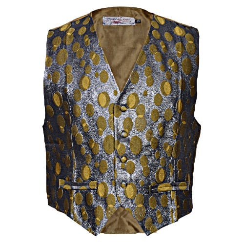Premium Dot Pattern Waist Coat - Silver & Gold Mwc-1477