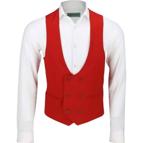 Men's Double Breasted Waistcoat - Red
