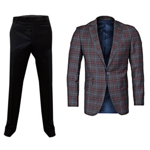 Men's Black Chinos & Grey Strip Square Design Blazer Combination