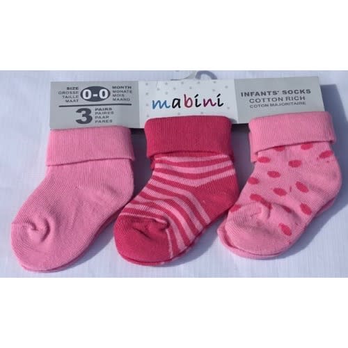 Infants Socks - Pink -3 Pairs