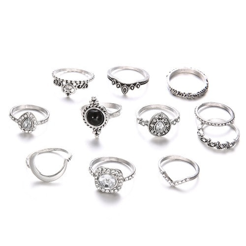 11 Pcs Knuckle Ring - Silver