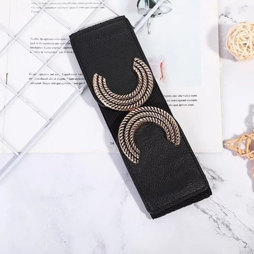 Elastic Metal Buckle Wide Dress Belt