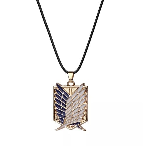 Unisex Titanium Wings Pendant Leather Necklace - Gold