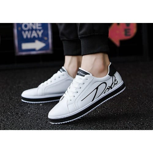 Unisex Sport Lace Up Sneaker - White And Black
